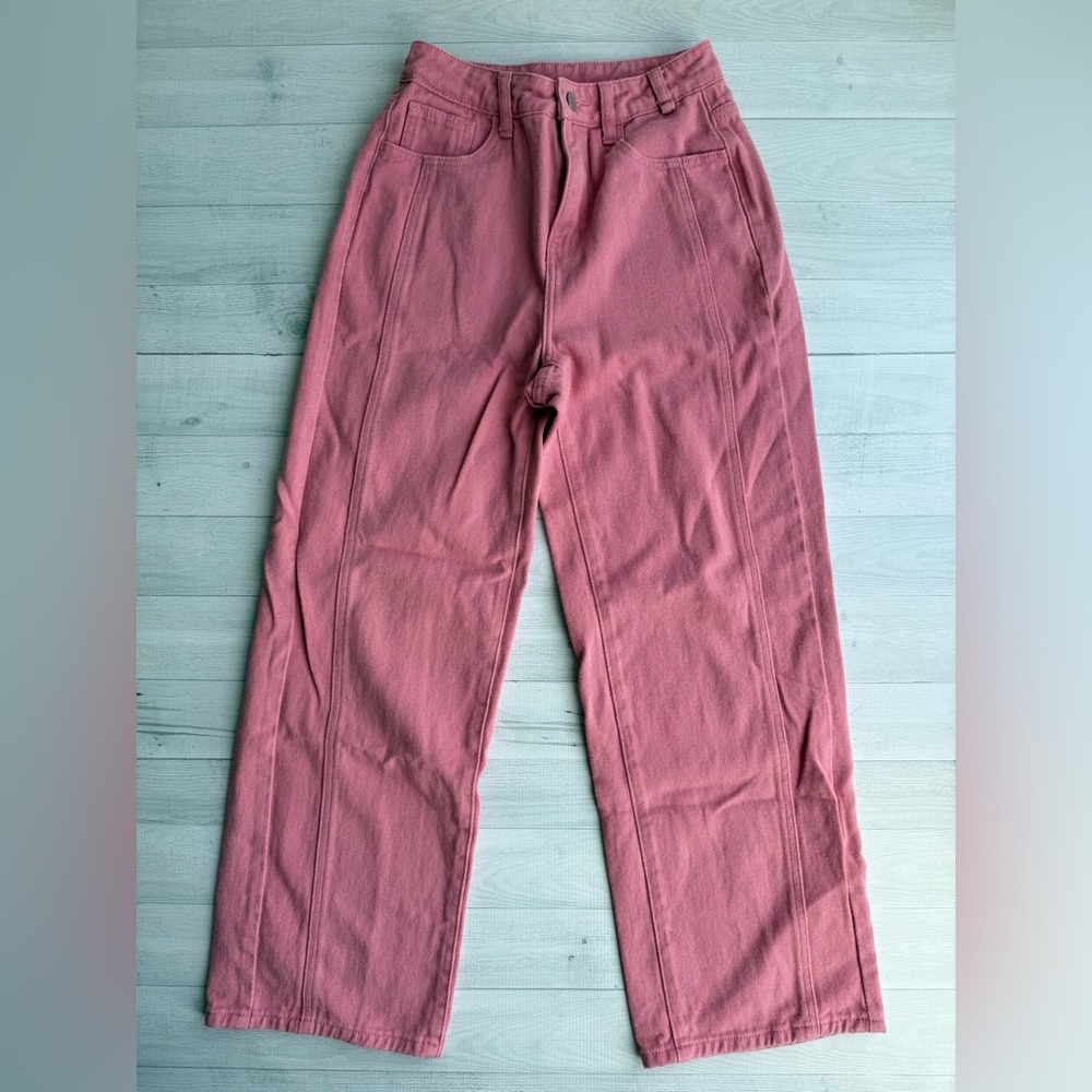Cider Pink Denim Middle Waist Wide Leg Jeans XS/2 - Picture 2 of 7